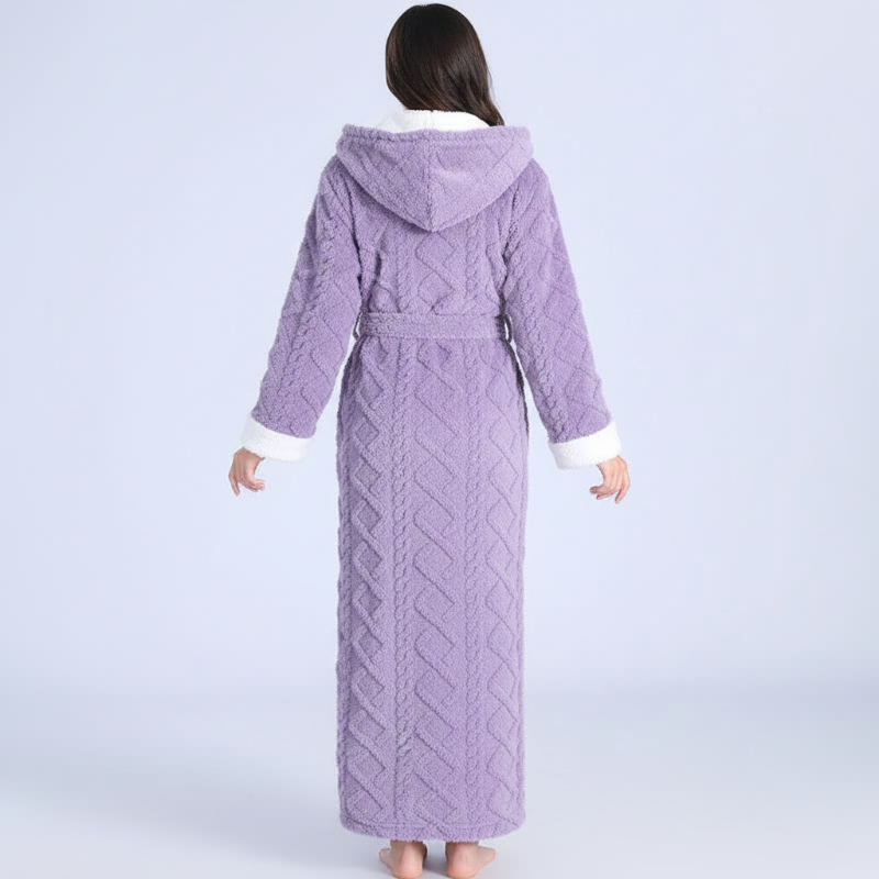 Soft Flannel Hooded Bathrobe for Warmth and Comfort