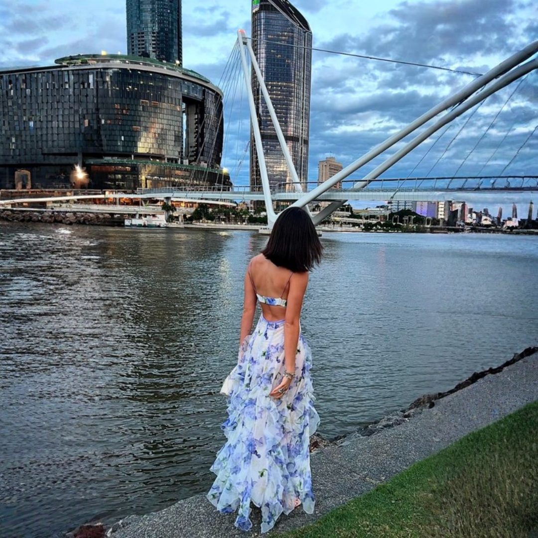 Women’s Summer Floral Cut-Out Maxi Dress