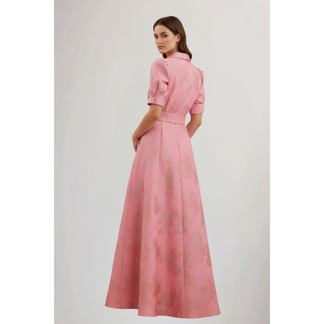 | Floral Maxi Dress with Waist Belt