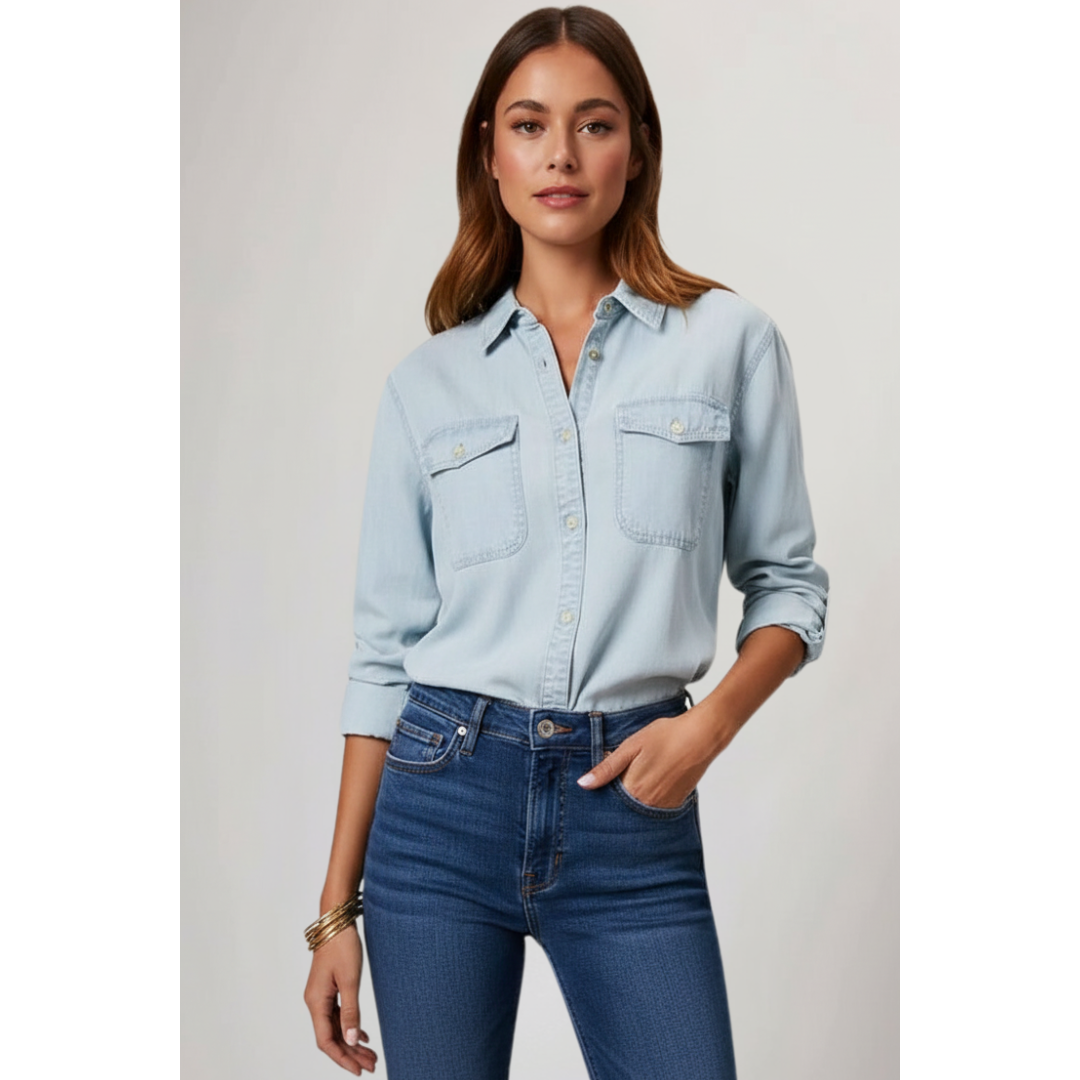 Women’s Denim Shirt with Button Front