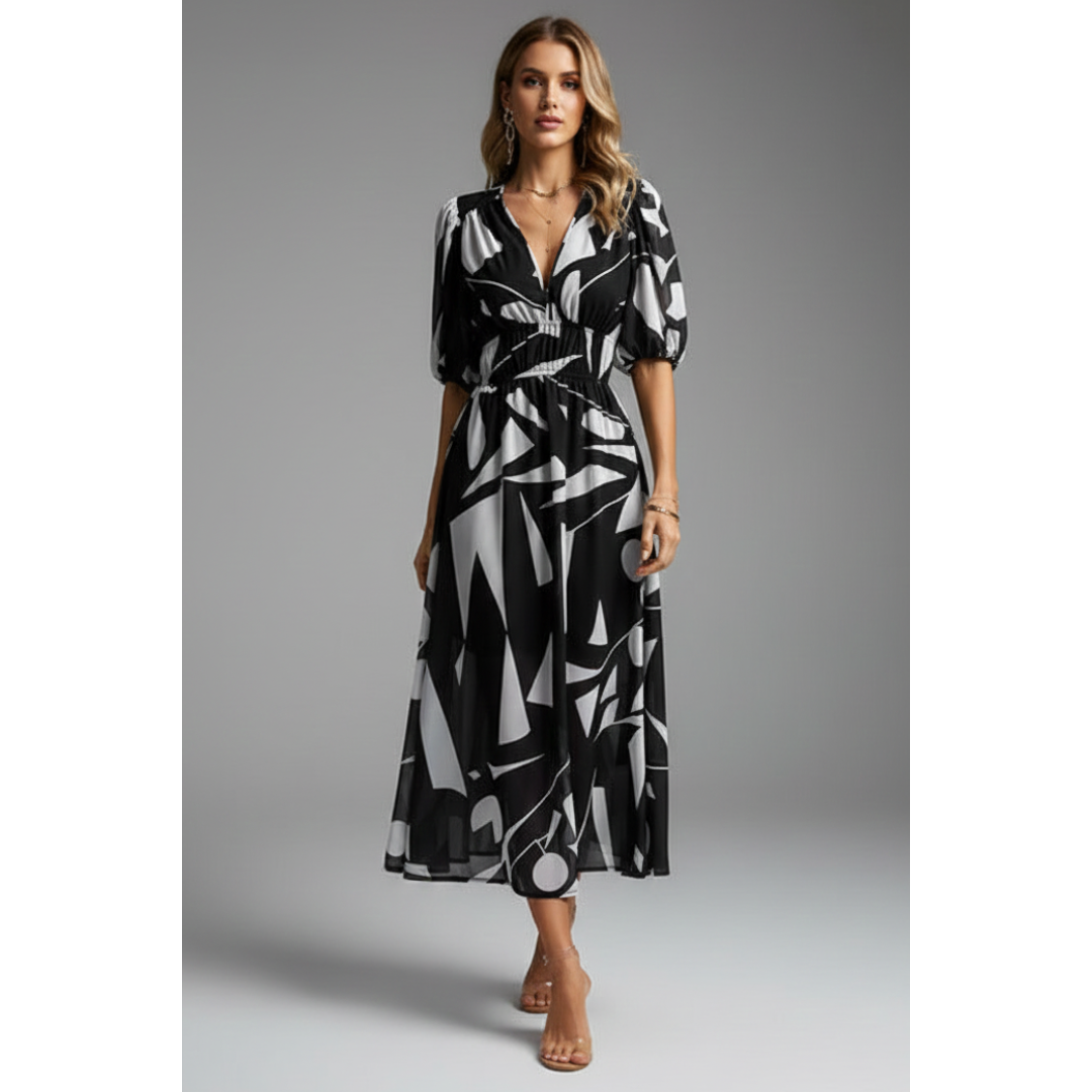 | Women’s Puff Sleeve Floral Midi Dress