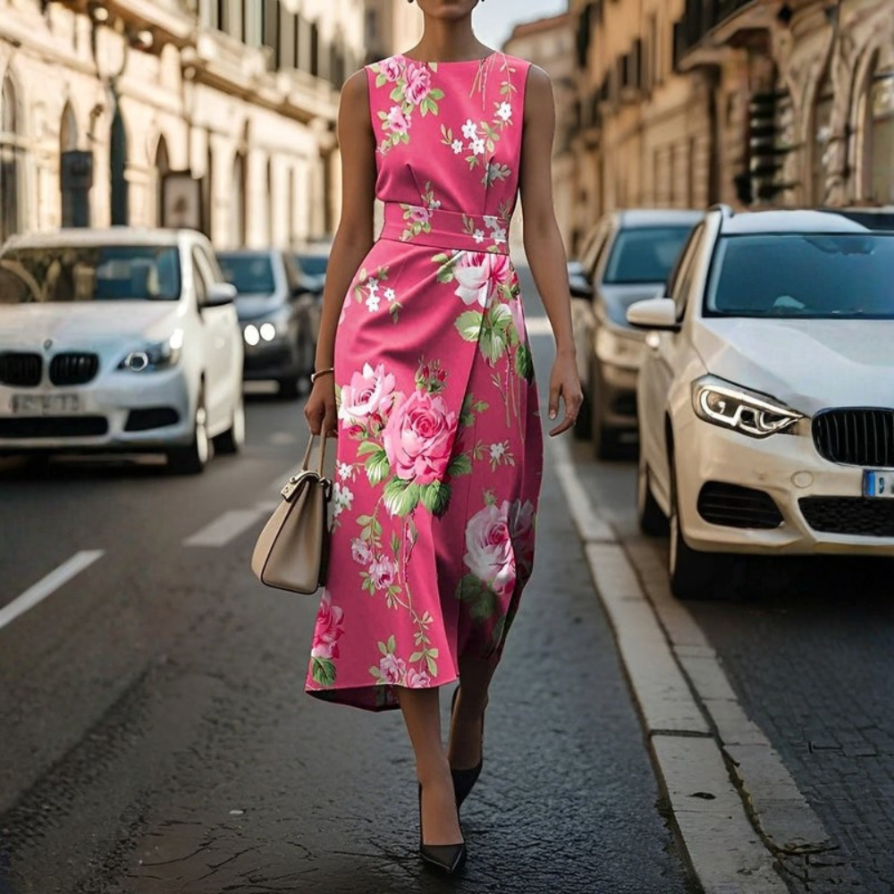 Women’s Sleeveless Belted Midi Dress