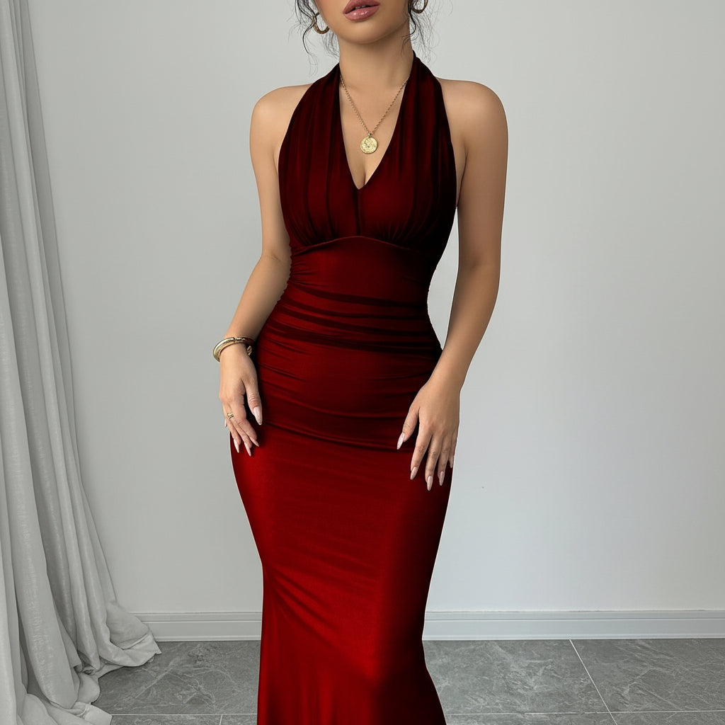 Long Backless Prom Gown with Refined Shape