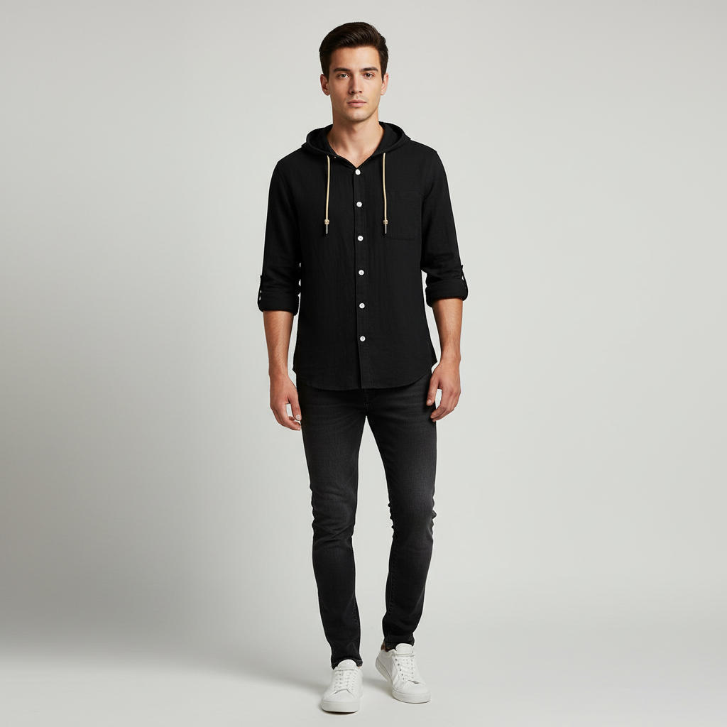 Benson | Lightweight Cotton-Linen Blend Hoodie Shirt for Effortless Style and Comfort 5