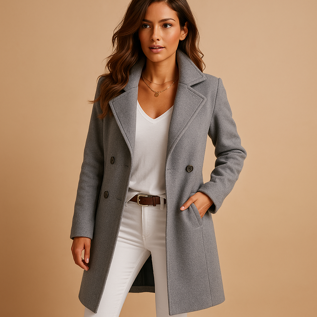 | Classic Long Wool Coat with Sharp Cut