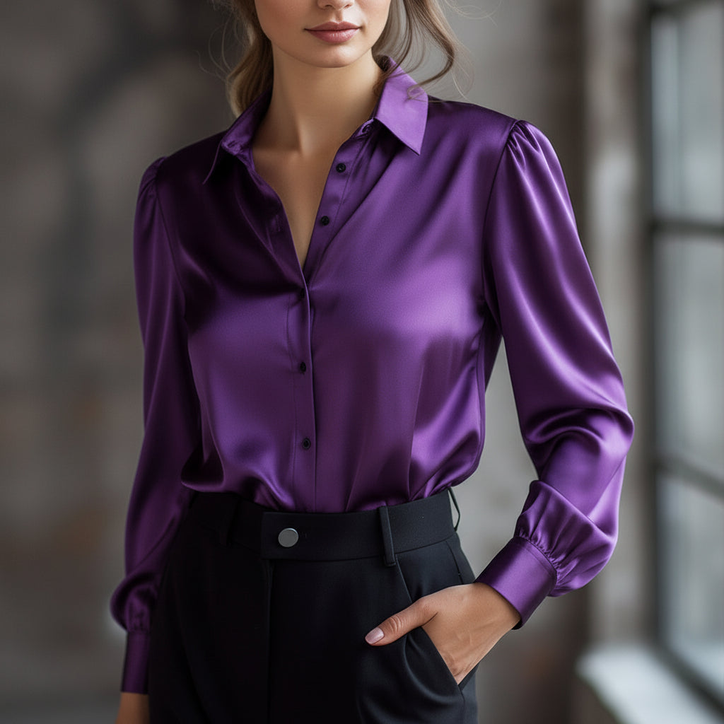 Moira | Elegant Black Satin Blouse for Effortless Style and Comfort 5