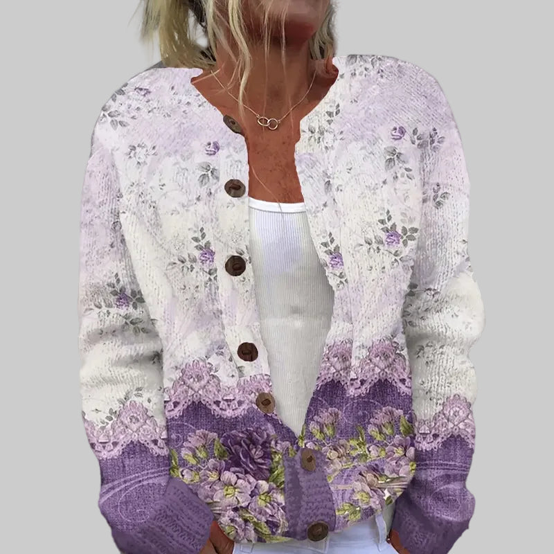 Bloom Print Cardigan with Relaxed Layering Fit