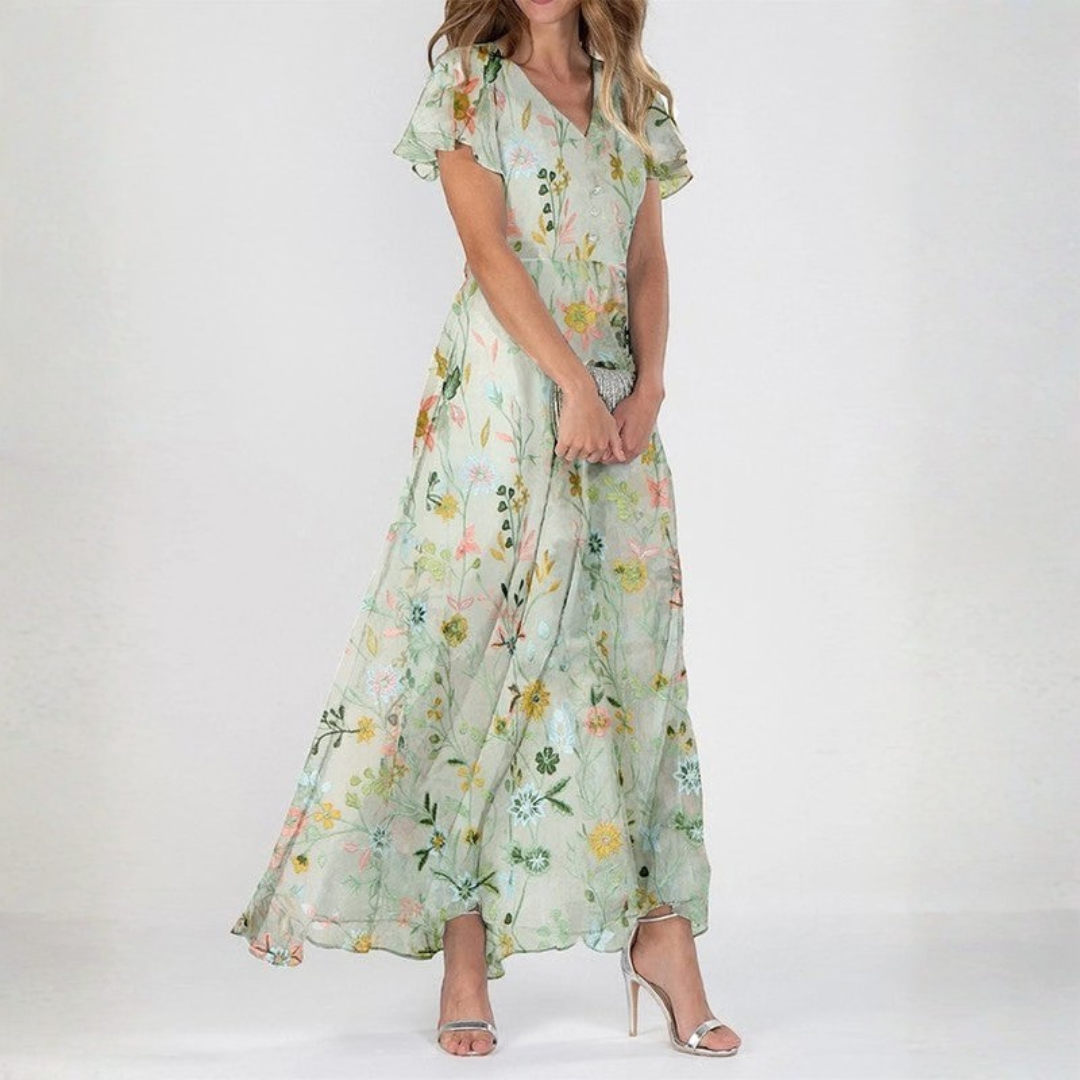 Women’s Summer Floral V Neck Maxi Dress