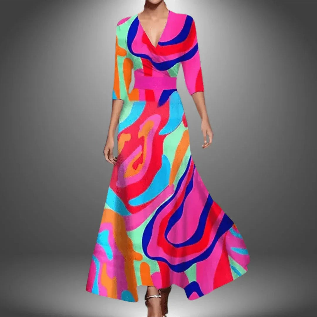 Printed Wrap Maxi Dress