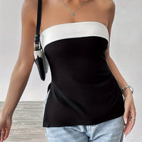 Colorblock Split Bandeau Tube Top