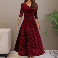Long Sleeve Velvet Dress with Elegant Flow