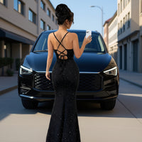 Glam Sequin Maxi with Flared Skirt