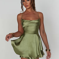 | Square Neck Backless Halter Neck Formal Dress