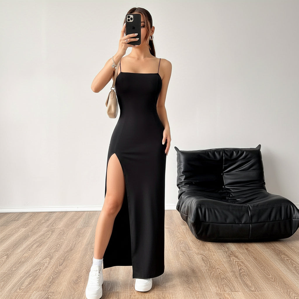 Refined Maxi Dress with Slim Straps