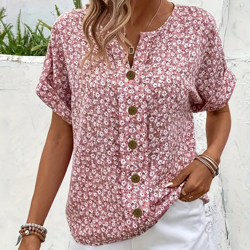 Women’s Summer Short Sleeve Button Top
