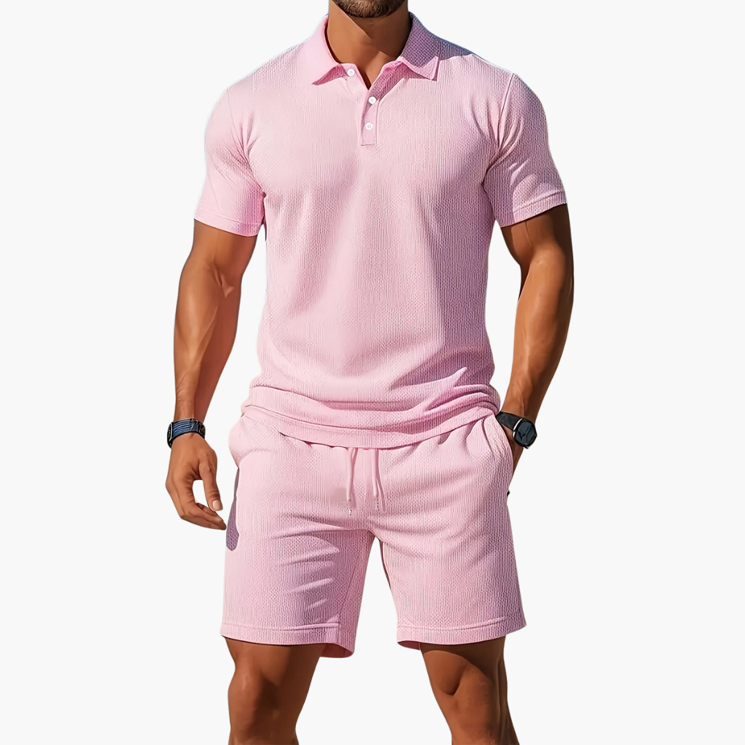 Zane | Men’s Short Sleeve Polo and Drawstring Shorts Set