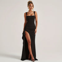 Refined Evening Maxi Dress with Asymmetric Hem