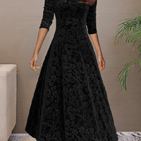 Long Sleeve Velvet Dress with Elegant Flow