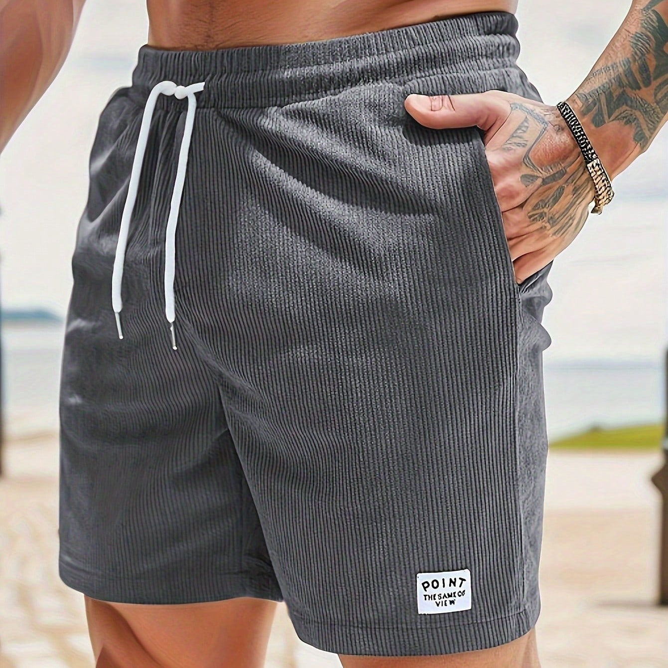 TerraTribe | Men’s Relaxed Fit Earth-Tone Cotton Drawstring Shorts