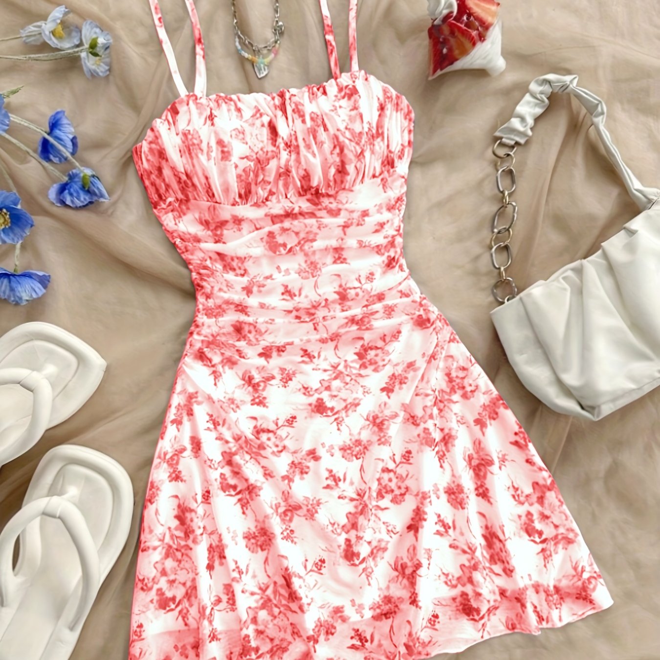 Floral Halter Dress with Elegant Silhouette