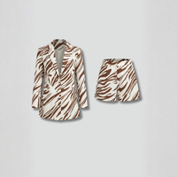 Women’s Blazer Set with Open Front and Printed Shorts