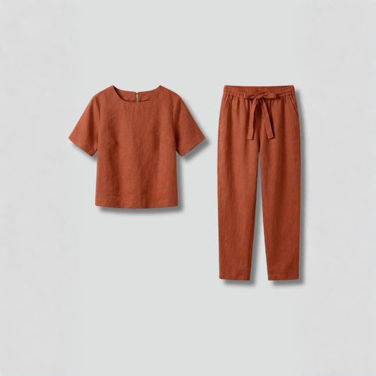 Lily | Women’s Two-Piece Set with Short Sleeves and Tapered Legs