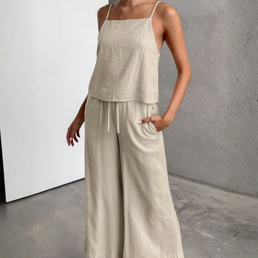 | Women’s Casual Sleeveless Tank Top and Wide Leg Pants Set