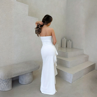 White Strapless Evening Dress with High Split