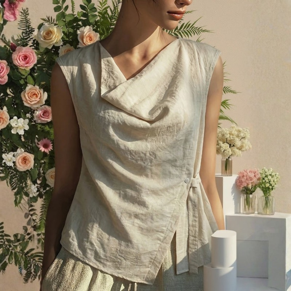 | Women’s Vintage Asymmetric Casual Blouse