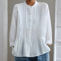 | Women’s Vintage Style Pleated Casual Blouse