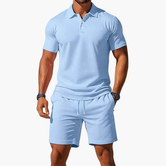 Zane | Men’s Short Sleeve Polo and Drawstring Shorts Set