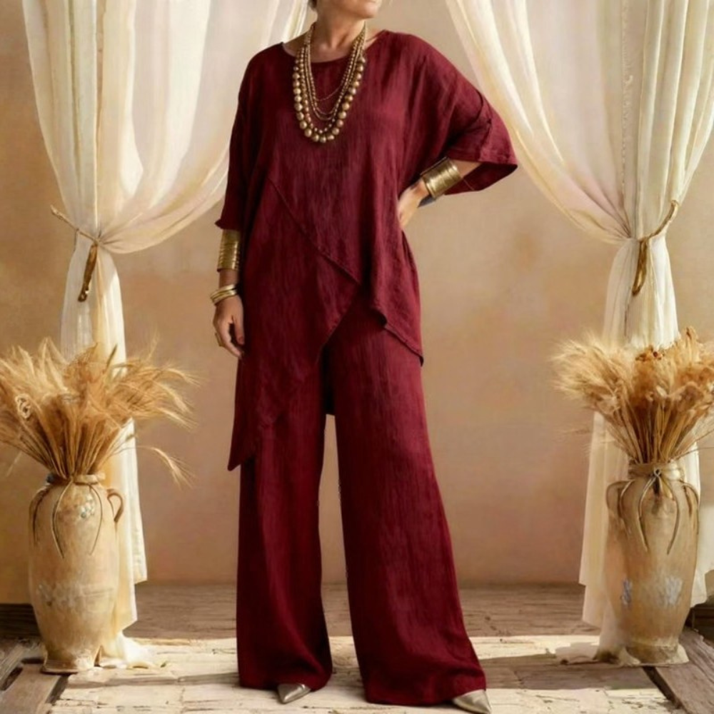 Women’s Elegant Casual Two-Piece Round Neck Outfit Set