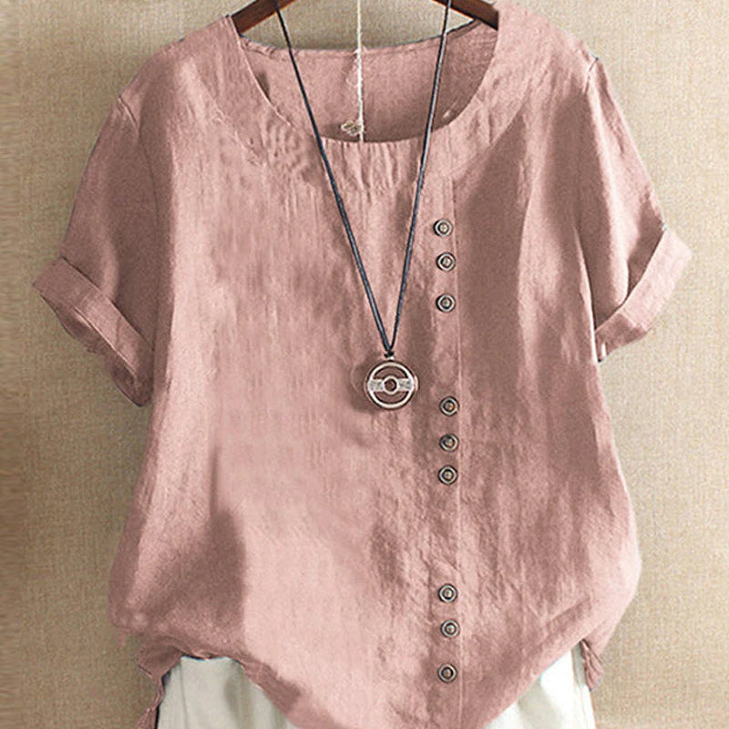 Women’s Summer Button Detail Casual Blouse Chic Everyday Top