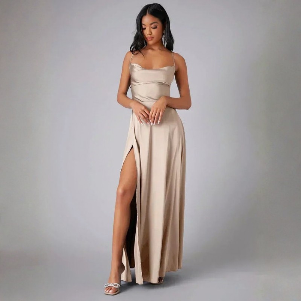 Women’s Long Evening Dress with Open Back