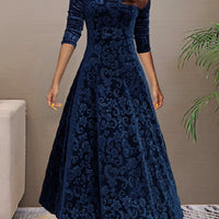 Long Sleeve Velvet Dress with Elegant Flow