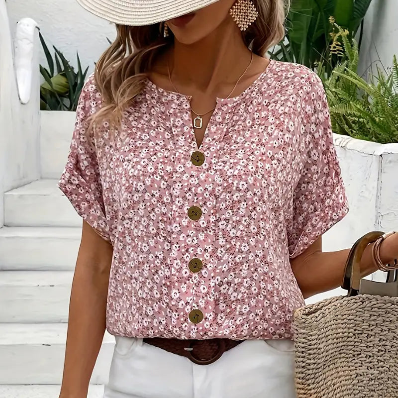 Women’s Summer Short Sleeve Button Top