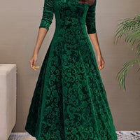 Long Sleeve Velvet Dress with Elegant Flow