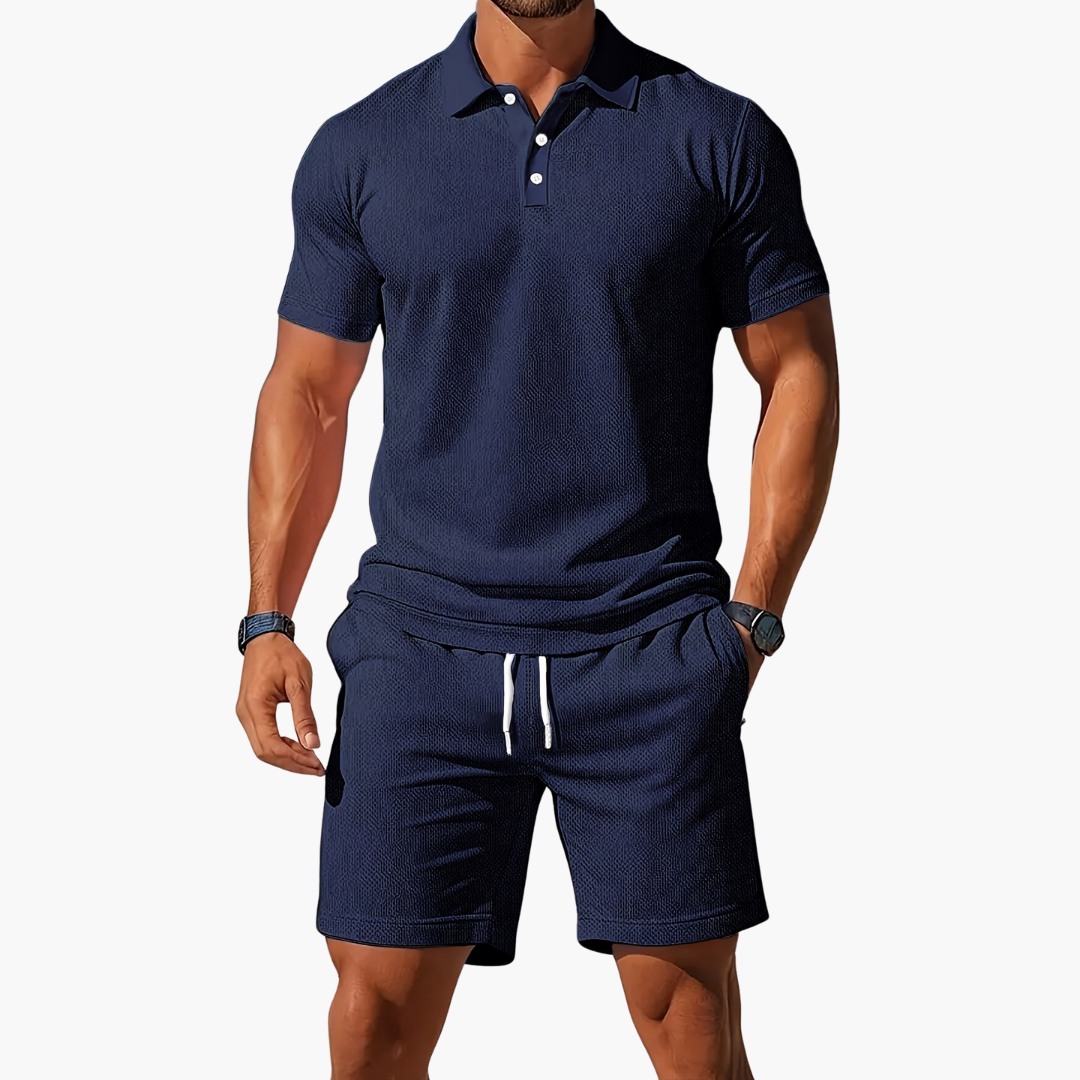 Zane | Men’s Short Sleeve Polo and Drawstring Shorts Set