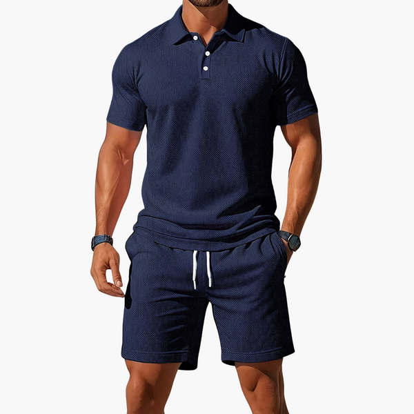 Zane | Men’s Short Sleeve Polo and Drawstring Shorts Set