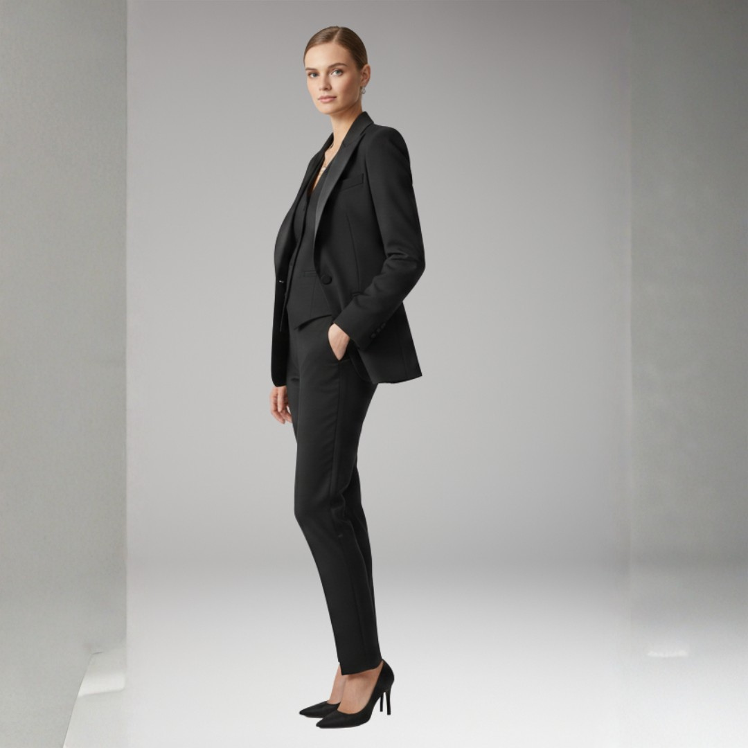 Women’s Three Piece Suit Set with Straight Trousers