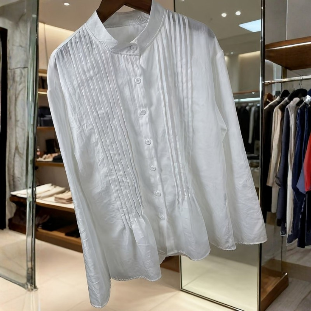 | Women’s Vintage Style Pleated Casual Blouse