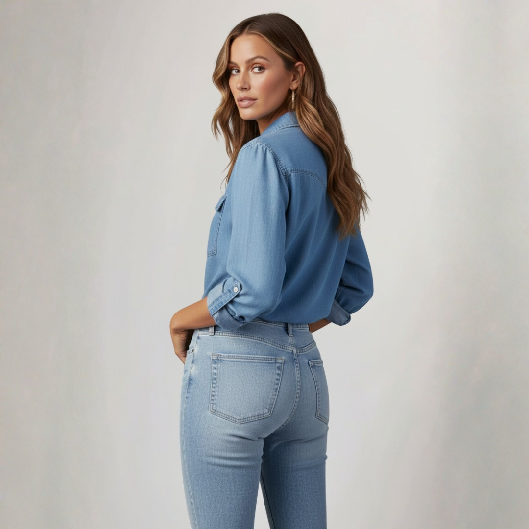 Women’s Denim Shirt with Button Front