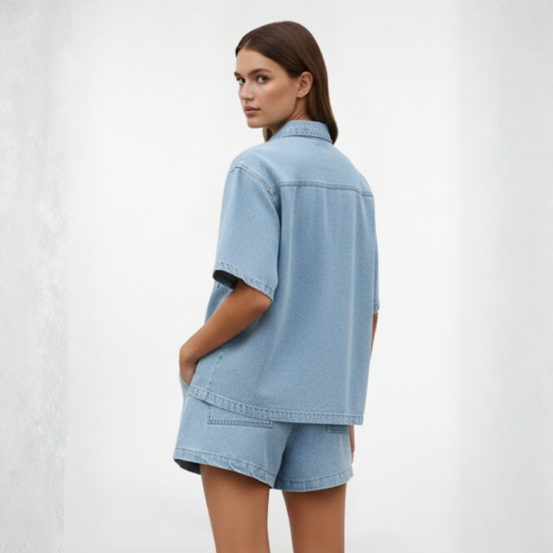 Women’s Denim Two Piece Set with Shorts