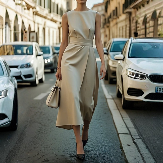 Women’s Sleeveless Belted Midi Dress