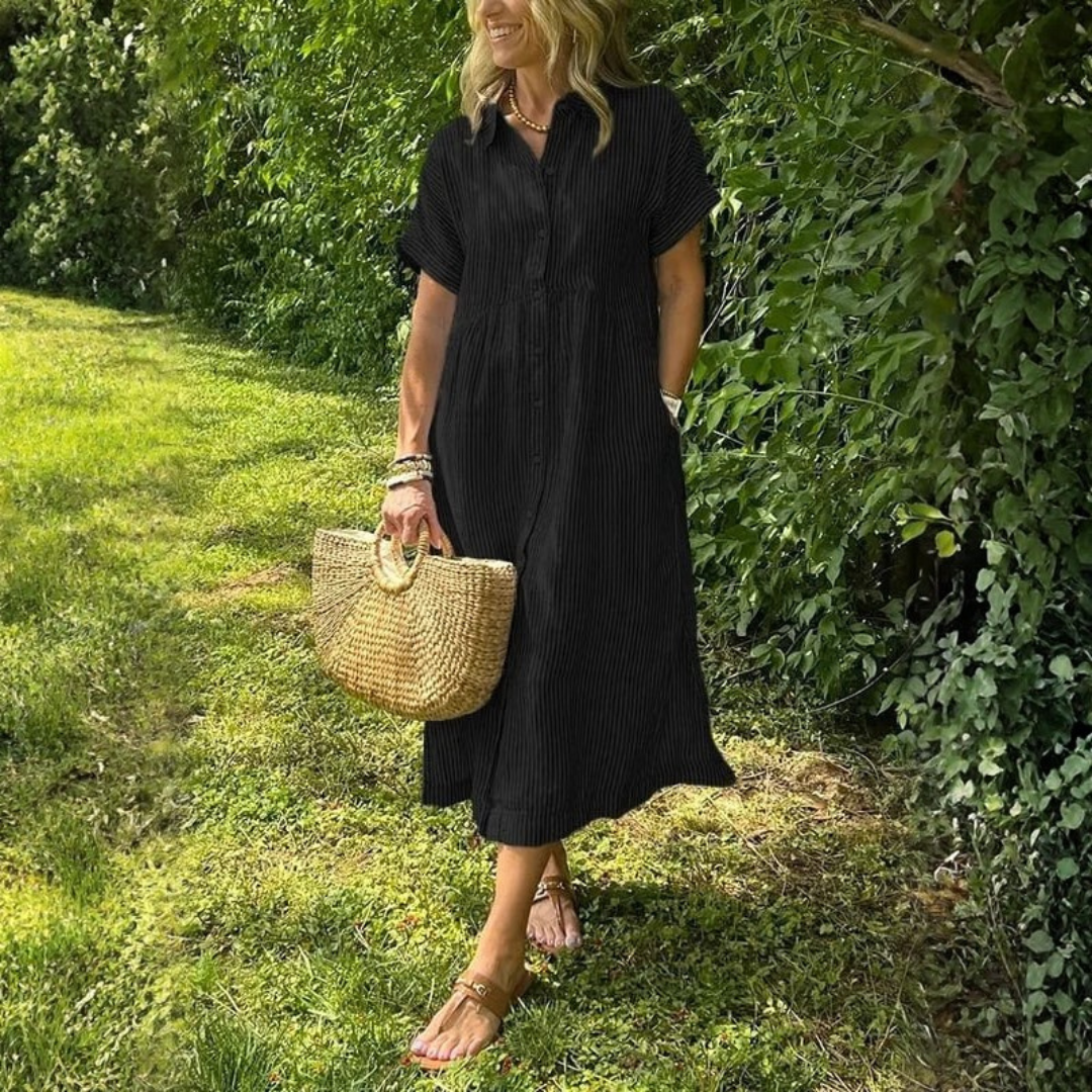 Women’s Striped Shirt Maxi Dress
