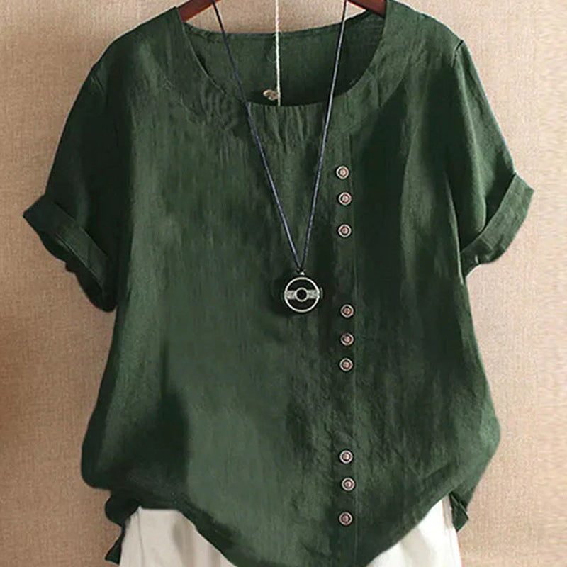 Women’s Summer Button Detail Casual Blouse Chic Everyday Top