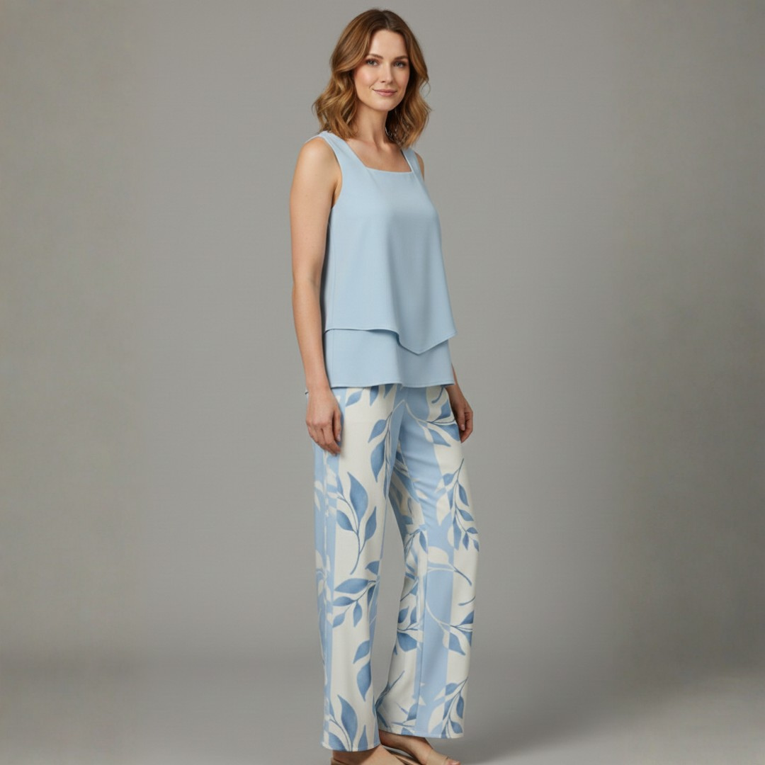 Women’s Two Piece Set with Sleeveless Top and Wide Legs