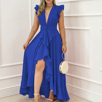 Deep V-Neck Fit and Flare Dress