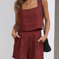 Women’s Casual Sleeveless Top and Shorts Summer Set
