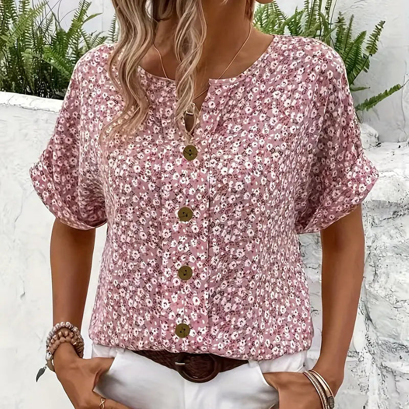 Women’s Summer Short Sleeve Button Top